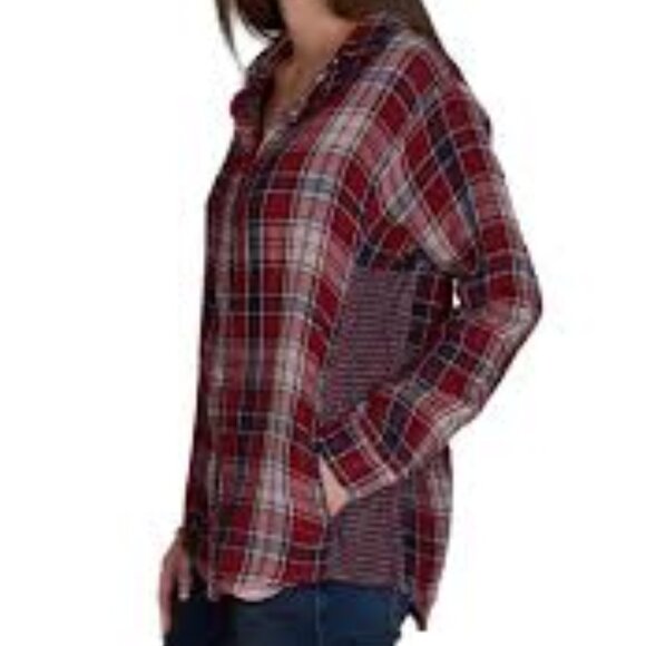 Velvet by Graham & Spencer Women's Medium Yana Mixed Plaid Button Up Shirt Top - Picture 16 of 16